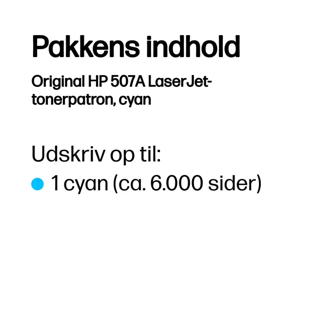 HP Original 507A LaserJet-tonerpatron, cyan