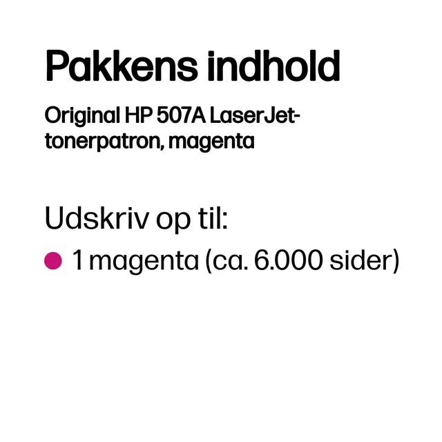 HP Original 507A LaserJet-tonerpatron, magenta