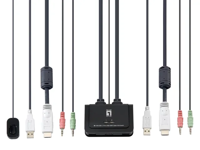 LevelOne KVM Switch 0290 2-Port Kabel, HDMI, USB, Audio