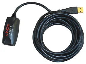 Lindy 5m USB Extension Cable, USB 2.0 USB-kabel Sort