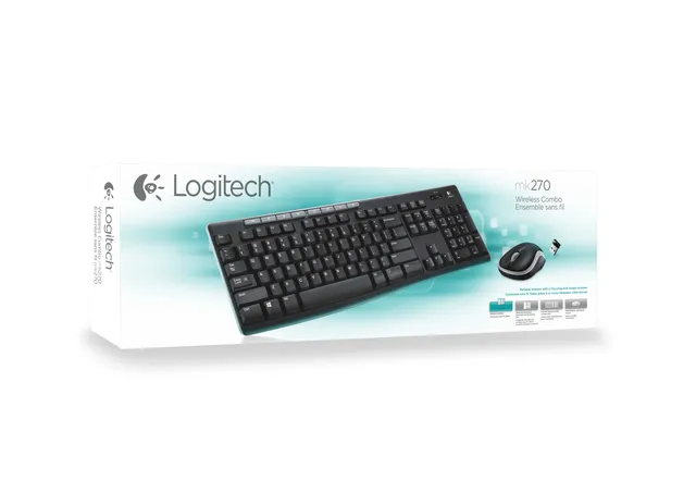 Logitech Wireless Combo MK270 tastatur Mus inkluderet RF trådløst QWERTY Nordisk Sort