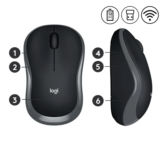 Logitech M185 mus Ambidextrous RF trådløst Optisk 1000 dpi