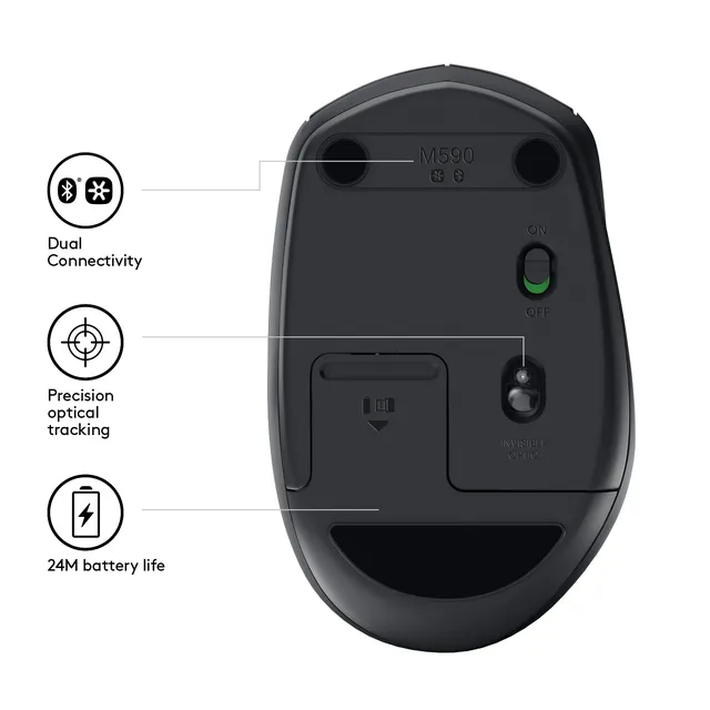 Logitech M590 Multi-Device Silent mus Højre hånd RF trådløs + Bluetooth Optisk 1000 dpi