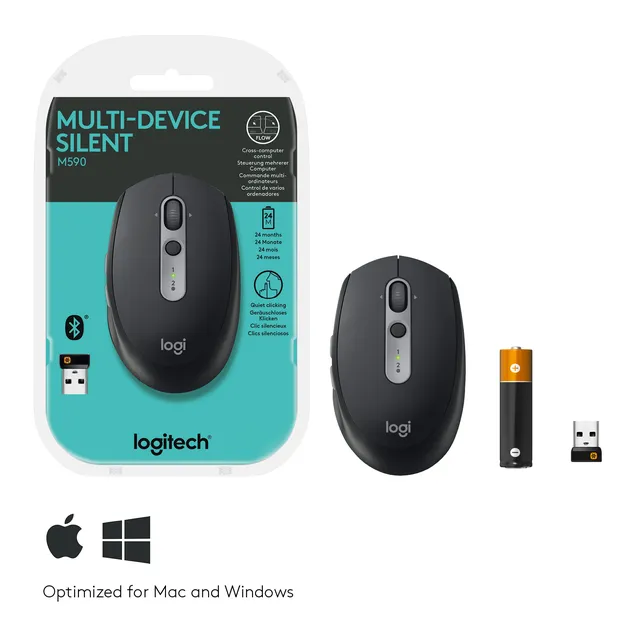 Logitech M590 Multi-Device Silent mus Højre hånd RF trådløs + Bluetooth Optisk 1000 dpi