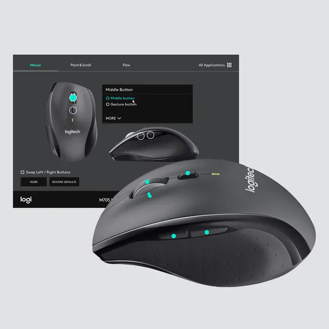 Logitech Customizable Mouse M705 mus Højre hånd RF trådløst Optisk 1000 dpi