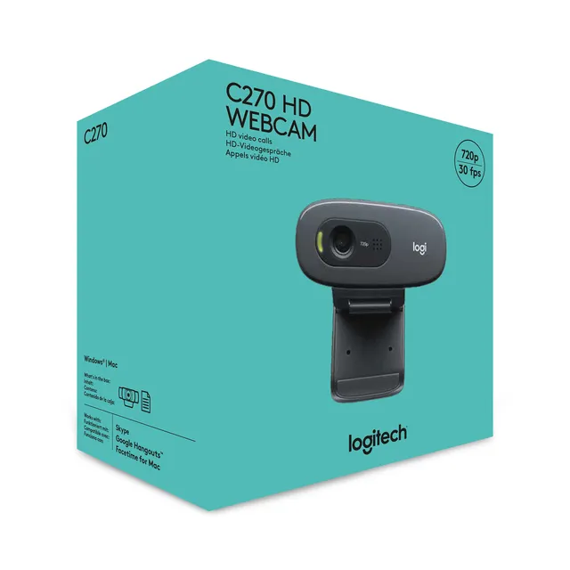 Logitech C270 HD webcam 3 MP 1280 x 720 pixel USB 2.0 Sort