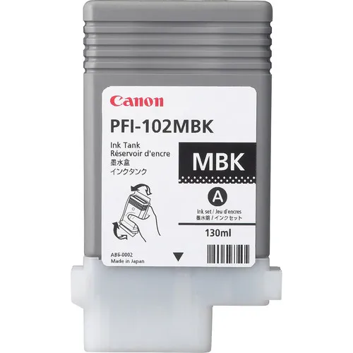 Canon 0894B001AA OEM Ink - (PFI-102MBK) iPF 500 600 605 610 700 710 720 750 755 Matte Black Ink ...