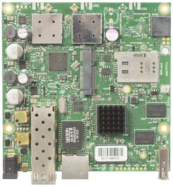 RB922UAGS-5HPacD mit 720MHz Atheros CPU, 128MB, 1xGbit, USB, 1xSFP, miniPCe, SIM