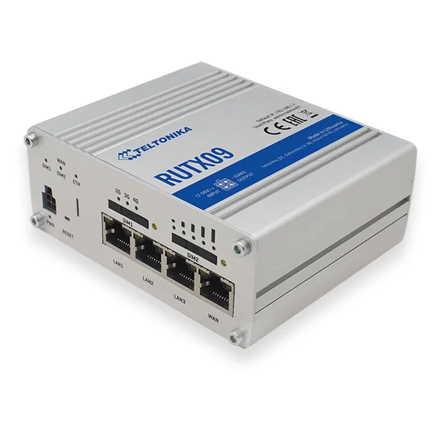 A robust industrial LTE Advanced (LTE-A) router equipped with 4x Gigabit Ethernet ports, Dual-SI...