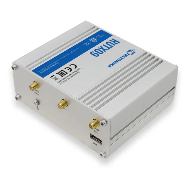 A robust industrial LTE Advanced (LTE-A) router equipped with 4x Gigabit Ethernet ports, Dual-SI...