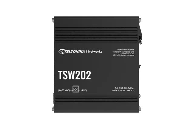 Industrial grade switch from Teltonika Networks with eight Gigabit Ethernet and two SFP ports.