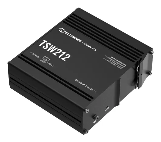 An industrial grade switch from Teltonika Networks with eight Gigabit Ethernet and two SFP ports.