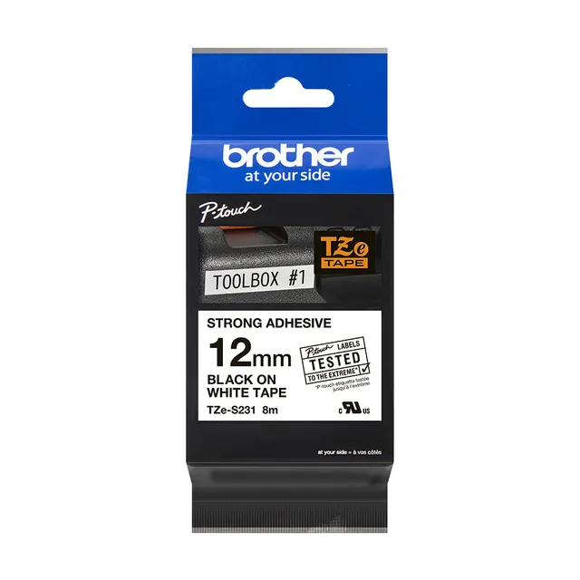 12mm Black on White Extra 