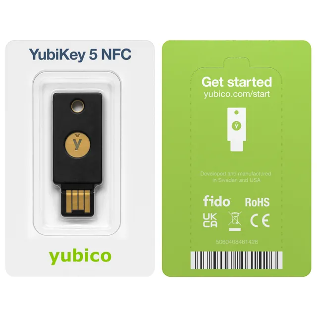 Yubico - YubiKey 5 NFC - Two-factor authentication USB and NFC security key, fits USB-A ports an...